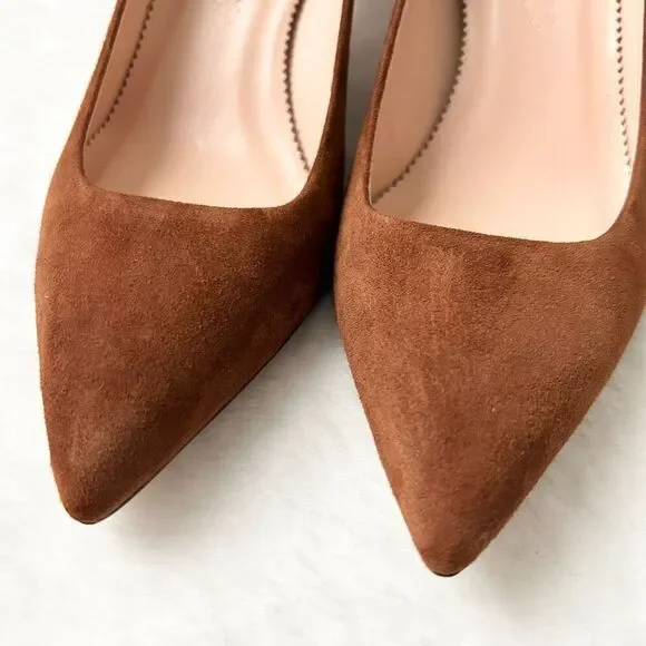 J Crew Colette Pumps in Brown Suede Classic Mid Heel Size 7 workwear office - Picture 4 of 9